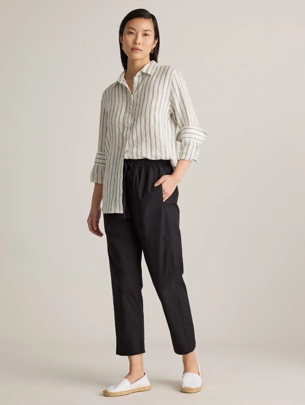 NWT Quince 100% Organic Cotton Poplin Pull-On Pants, Small